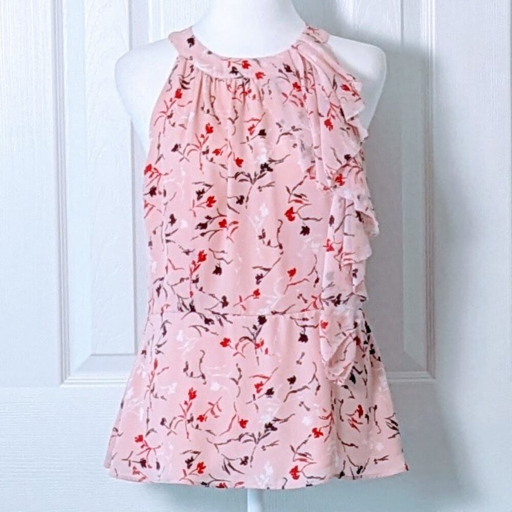 WHITE HOUSE BLACK MARKET Women's Halter Neck Blouse Top Size 6 Pink Print NWOT